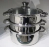 Stainless Steel Steamer Pot 3 Tier With Glass Lid