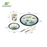 stocked giraffe pattern  oval bamboo fibre children dinner plate kids dinnerware set of 5