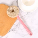 Straw cleaning ball wok Kitchen dish brush with handle does not hurt the pot cleaning brush