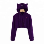 Super Cute Girls CropTop Pullover Hoodies Gym Jogging Wear Sweatshirt