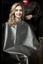 Super September Purchasing Disposable Nonwoven hair cutting cape fabric, new design hair cutting cape