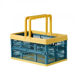 Supermarket Foldable Shopping Baskets Collapsible Plastic Folding Storage Basket