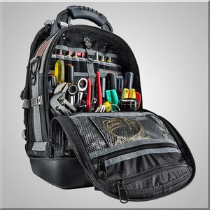 Tool Backpack Over-Molded Ergonomic Grip Nylon Double Stitched Zipper