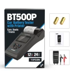 TOPDON BT500P 12V 24V Car Battery Tester with Printer Battery Load Test for Motorcycle Auto Charging Cranking Battery Analyzer