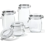 Transparent Vacuum Glass Storage Jar Kitchen Storage Container Sealed Glass Jars With Airtight Metal Clip Seal Lid