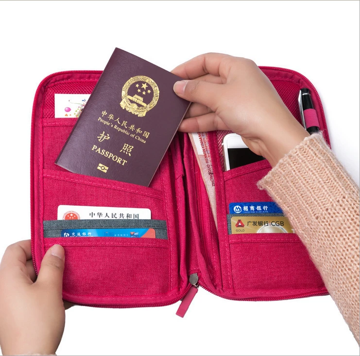 Travel storage bag passport and visa holder passport wallet customized