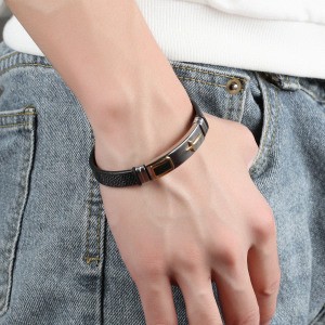 Trending Products Leather and Steel Bracelet Brown