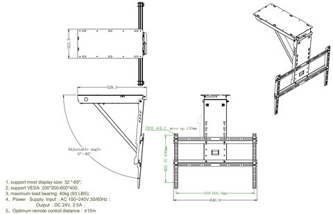 tv lift height adjustable 40kg for cabinet fashion design universal ultra thin outdoor furniture floor standing tv bracket