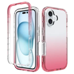 Two-piece 360 Full Cover Clear Transparent Shockproof Colorful Gradient TPU PC Phone Case For iPhone 16/16 PRO/16 ProMax/16 Plus
