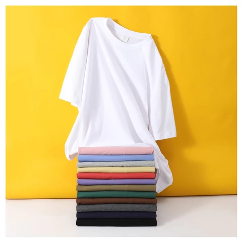 Unisex 230grams 100% Cotton Plain Men Shirt Custom Logo Printing Drop Shoulder Cotton T Shirt