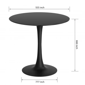 US Free shipment 4 seat modern style round rotating wooden dining table