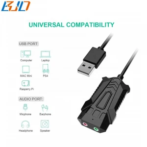 USB 2.0 Sound Card Adapter External Stereo Audio Sound Card with 3.5mm Headphone and Microphone Jack