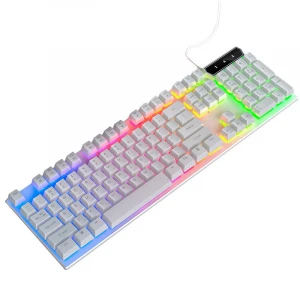 Usb Wired Floating Gaming Keyboard Water-Resistant Mechanical Feeling Keyboard Slim Rainbow Led Backlit Keyboard