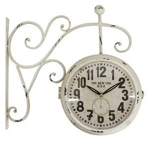 Vintage White Round Wall Hanging Digital Clock