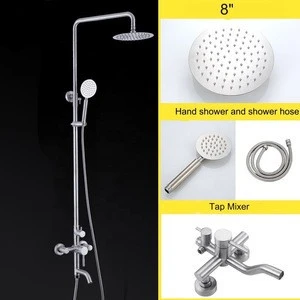 wall mount bathroom waterfall stainless thermostatic bath tap shower faucets mixer pull out set