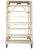 Warehouse Steel Safety Rolling Mobile Platform Ladder with Handrails