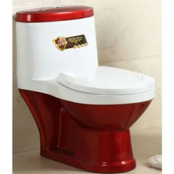 Washroom cheap red ceramic one piece toilet