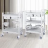 White ABS Hospital Medical Utility Trolley with Wheels and Drawer