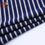 White blue polyester spandex cotton stripe ct rib 2x2 fabric stock lot