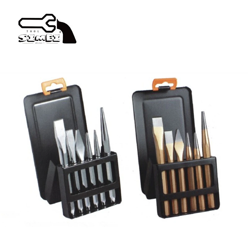 Wholesale 6PC Chrome Vanadium Steel Punch and Chisel Set with Hexagon Profiled Bar Handle
