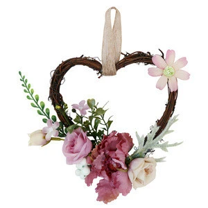 Wholesale Artificial Rose Flower Heart-shaped wreath Multicolor optional Villa&#39;s door flower mini wreath Decoration