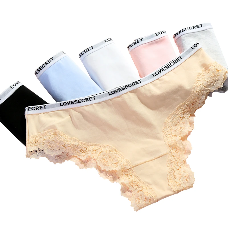 Wholesale Cotton Soft Underwear Women Solid Seamless Low-Rise Briefs Breathable Female Lingerie Sexy Lace Womens Panties