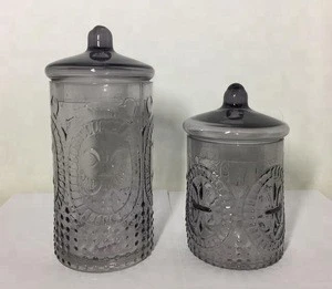wholesale custom clear mini glass bath salt storage container jar with spoon