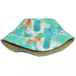 Wholesale Custom Flamingo Leaf Printed Canvas Reversible Bucket Hat Women Men