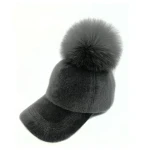 Wholesale custom fur hat fashion baseball hats anti-mink velvet fox fur ball hats with pom