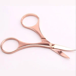 Wholesale eyebrow scissors eyelash cut rose gold curved cut swan cut eyebrow scissors