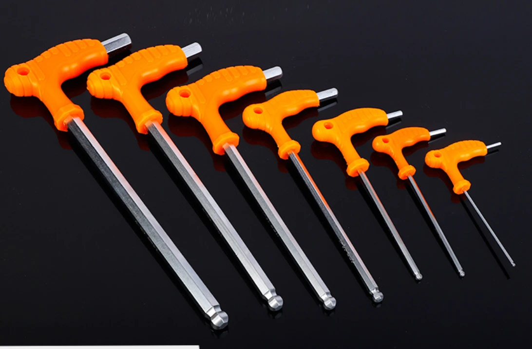 Wholesale Factory direct price multifunction  carbon steel material T shape  handle flat and ball hex allen key wrench