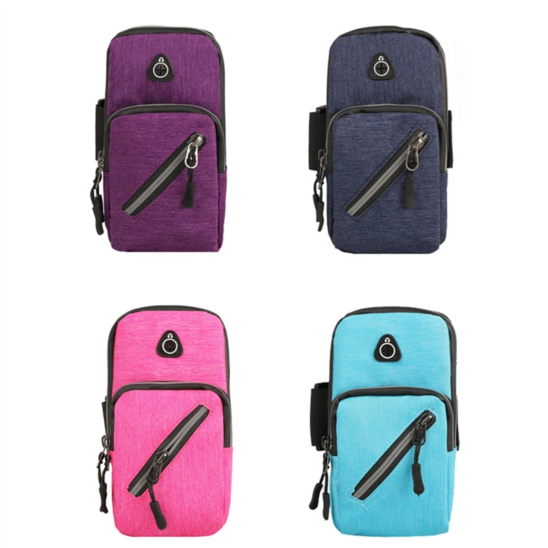 Wholesale fashion popular luminous fluorescent waterproof nylon running fitness hiking phone arm bag waist bag