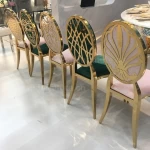 Wholesale furniture party chairs event wedding gold stainless steel metal frame banquet hotel wedding chair