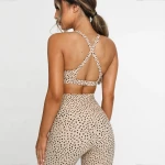Wholesale Gym Wear Low Moq Drawstring Womens Sports Apparel Cheetah Printing Yoga Pants Set