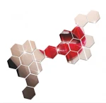 Wholesale Hexagon Mirror  Acrylic Wall Sticker Background Wall makeup mirror sticker