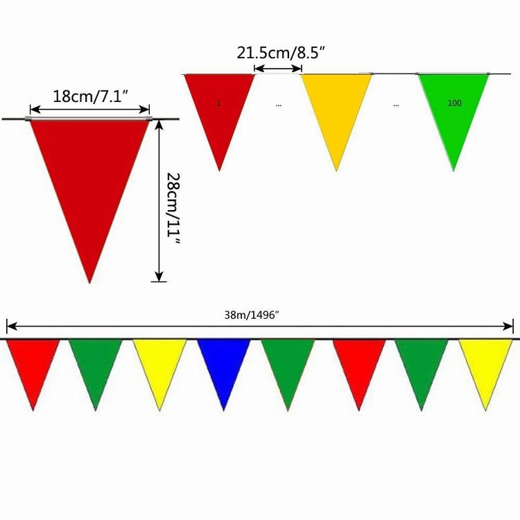 Wholesale high quality Custom design Small MOQ Colorful banners 100% polyester material outdoor decoration string bunting flag