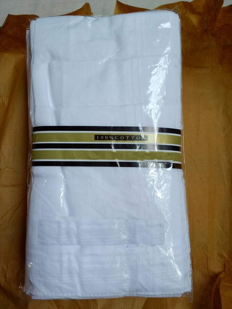 wholesale high quality soft cotton fabric white satin african handkerchief