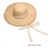Wholesale Laffie straw Hat ladies summer lace bow-tie beach hat hand-woven sun hat