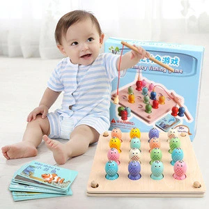 Wholesale magnetic fishing wooden toy color box wooden magnetic fishing toy and fishing wooden toys