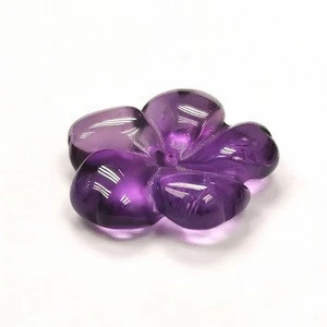 Wholesale Natural Loose Gemstones Five Petals Amethyst Purple Flower Carved Drilled for Jewelry making