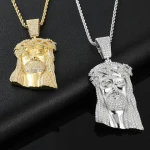 Wholesale Necklace MenS Vintage Head Portrait Big Jesus Pendant Micro Inlaid Zircon HipHop Pendant Fine Jewelry