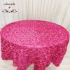 Wholesale Wedding Decorative Tablecloth, Elegant Satin Fabric 3D Rosette Table Cloth for Wedding Party Home Table Cover Decor