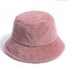 Winter Outdoor Lady Panama Black Solid Thickened Soft Warm Fishing Cap Faux Fur Rabbit Bucket Hat