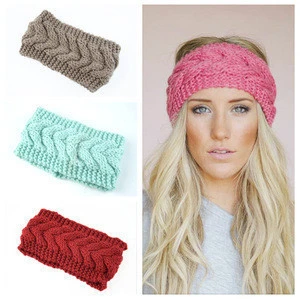 Winter Warmer Ear Knitted Headband Turban For Lady Women Crochet Bow Wide Stretch Hairband Headwrap Hair Accessories