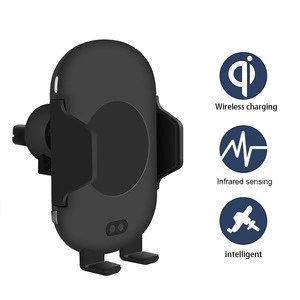 Wireless Charger Car Mount Infrared Sensor Auto-Clamping Qi Wireless Car Charger with Air Vent Holder Fast Charging