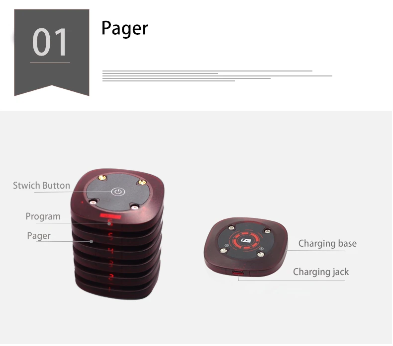 Wireless service coaster pager restaurant touch button vibrating pagers KL-QC06submachine/sub pager