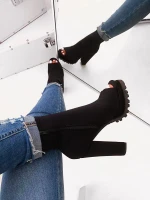 Women fish mouth serpentine platform boots 9080