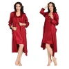 women luxury lace silk nightgown&robe set 2 pcs