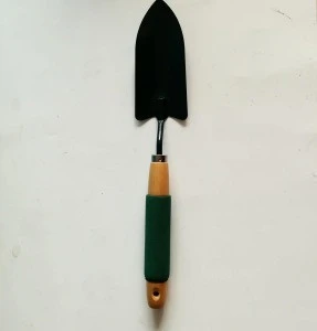 Wooden garden trowel, garden tools set with shovel fork rake and digging tool, wood handle with sponge