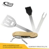 Wooden Handle 5-in-1 BBQ Grill Handy Tool BBQ Multi Tool Set for Camping